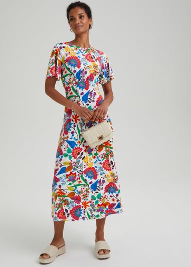 Et Vous Multicoloured Floral Midi Dress