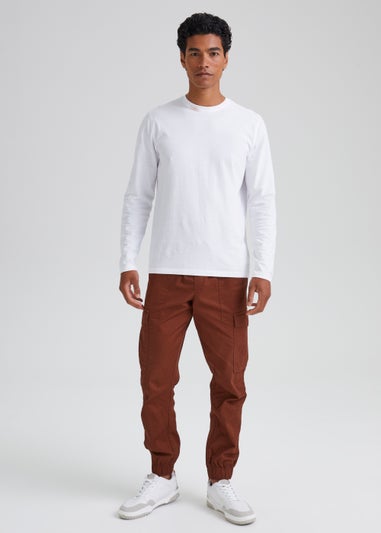 Red Cuffed Slim Fit Cargo Trousers