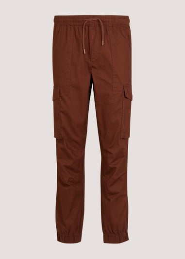 Red Cuffed Slim Fit Cargo Trousers