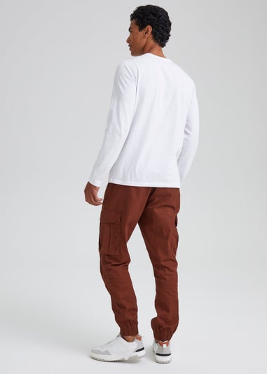 Red Cuffed Slim Fit Cargo Trousers