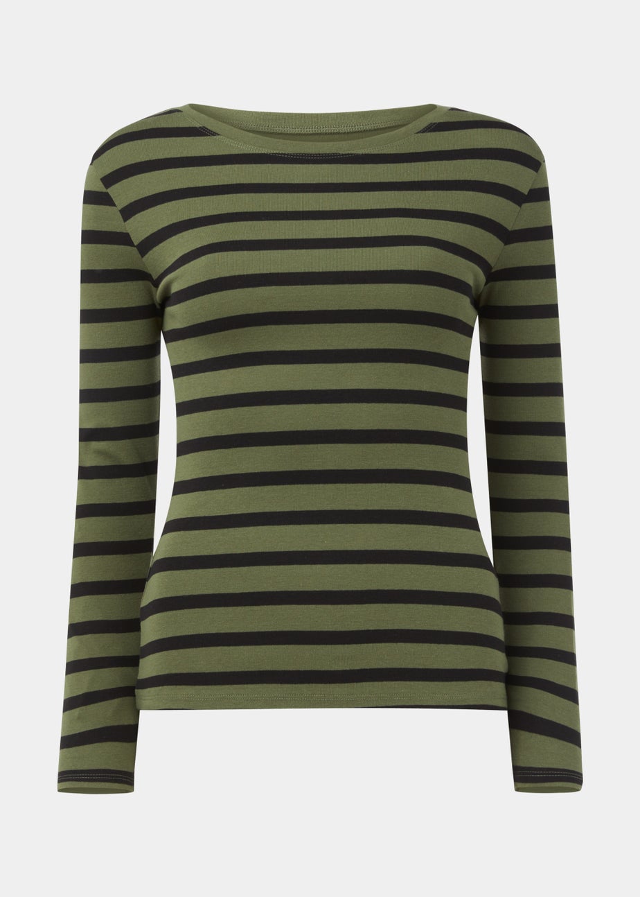 Black Stripe Print Long Sleeve T-Shirt