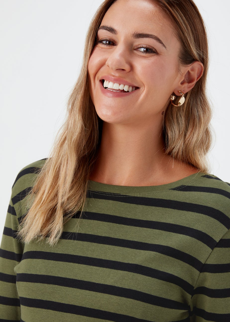 Black Stripe Print Long Sleeve T-Shirt