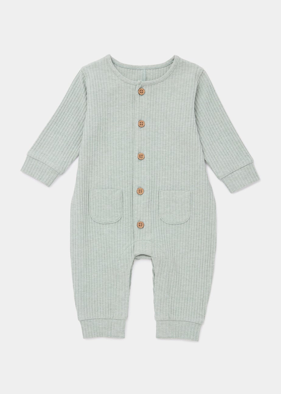 Baby Sage Ribbed Romper (Newborn-23mths)