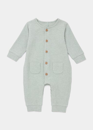 Baby Sage Ribbed Romper (Newborn-23mths)