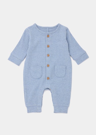 Baby Blue Ribbed Romper (Newborn-23mths)