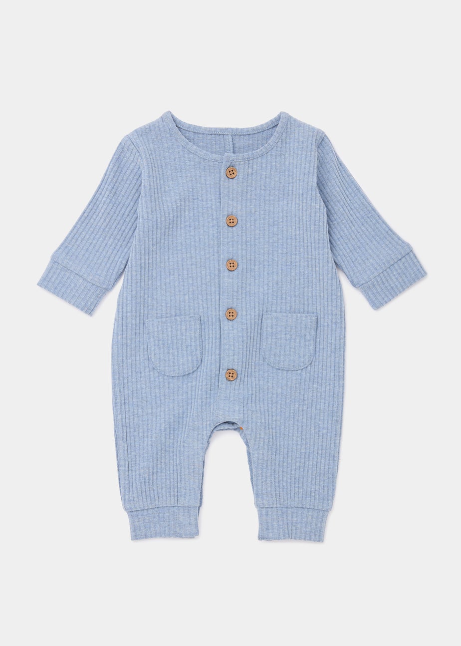 Baby Blue Ribbed Romper (Newborn-23mths)