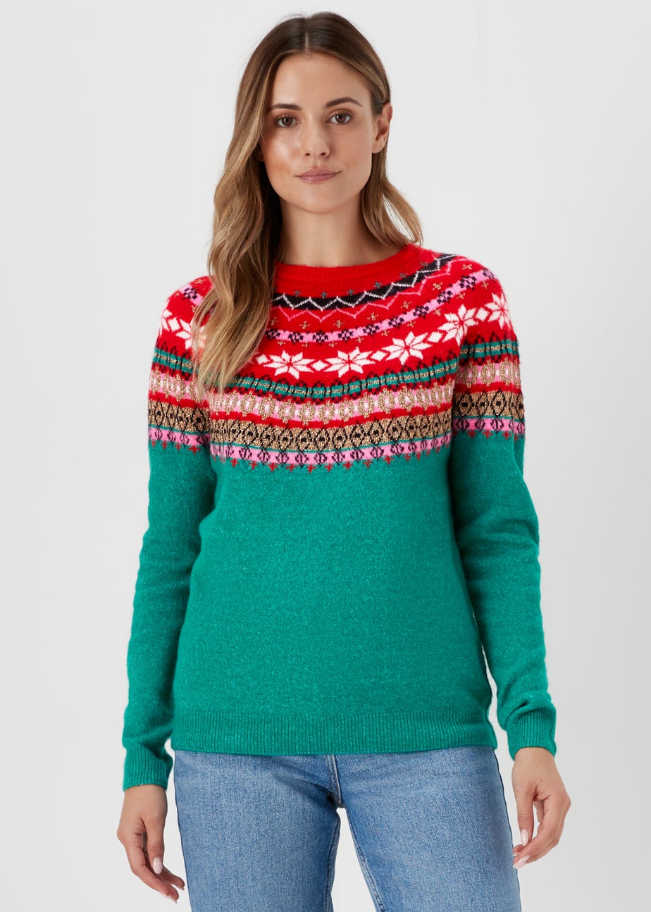 Green Christmas Fair Isle Jumper Matalan