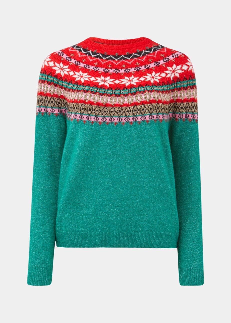 Green Christmas Fair Isle Jumper Matalan