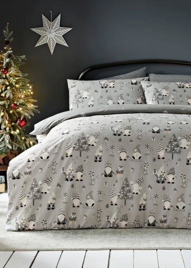 Grey Christmas Gonk Print Duvet Cover