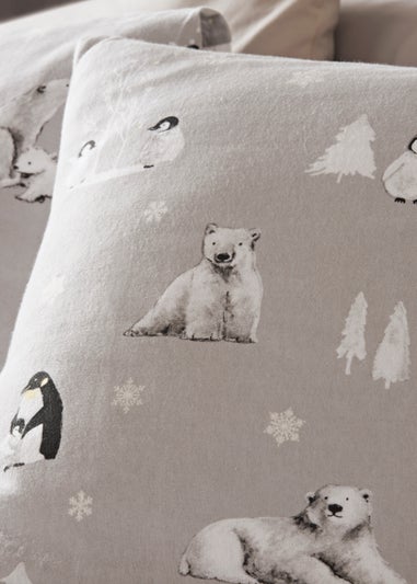 Grey Arctic Animal Brushed Cotton Duvet Cover