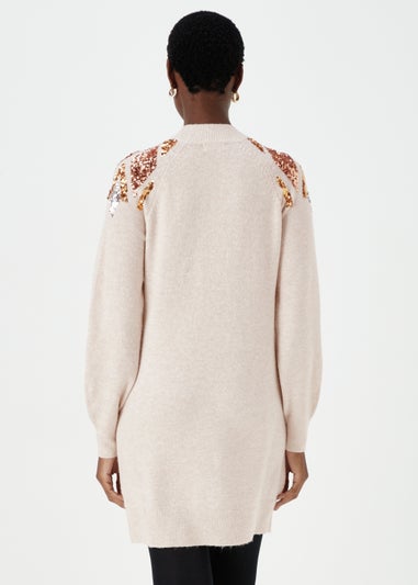 Oatmeal Sequin Yoke Tunic Dress