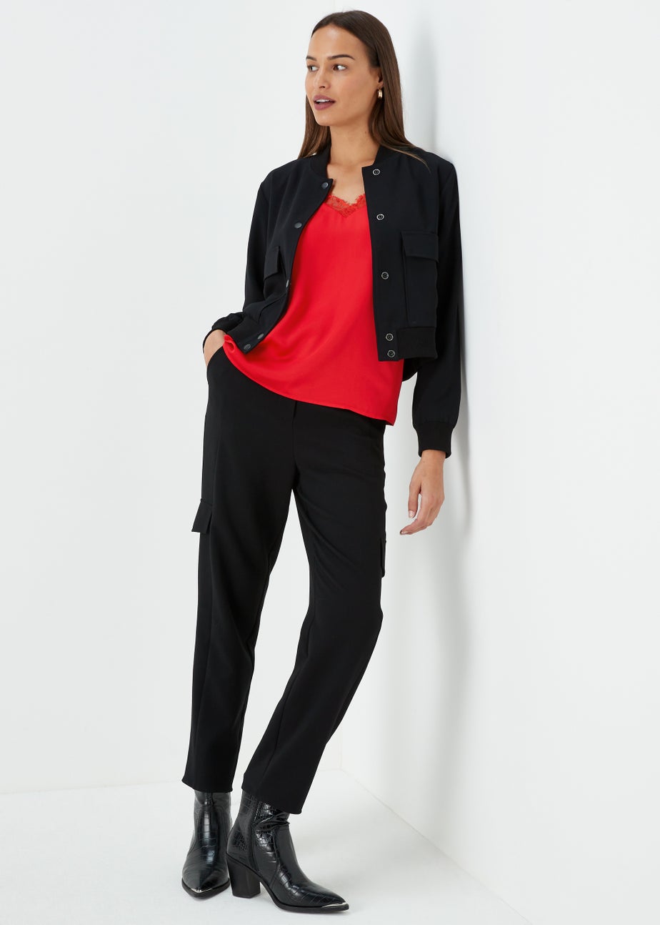 Et Vous Red Lace Trim Cami Top