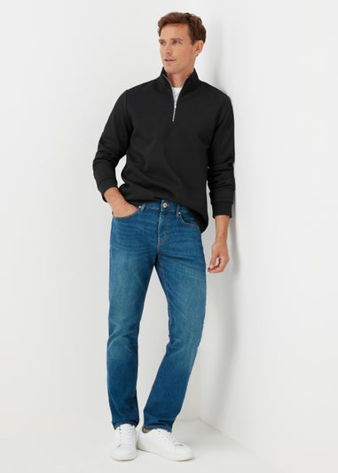 Black Textured Half Zip Sweatshirt