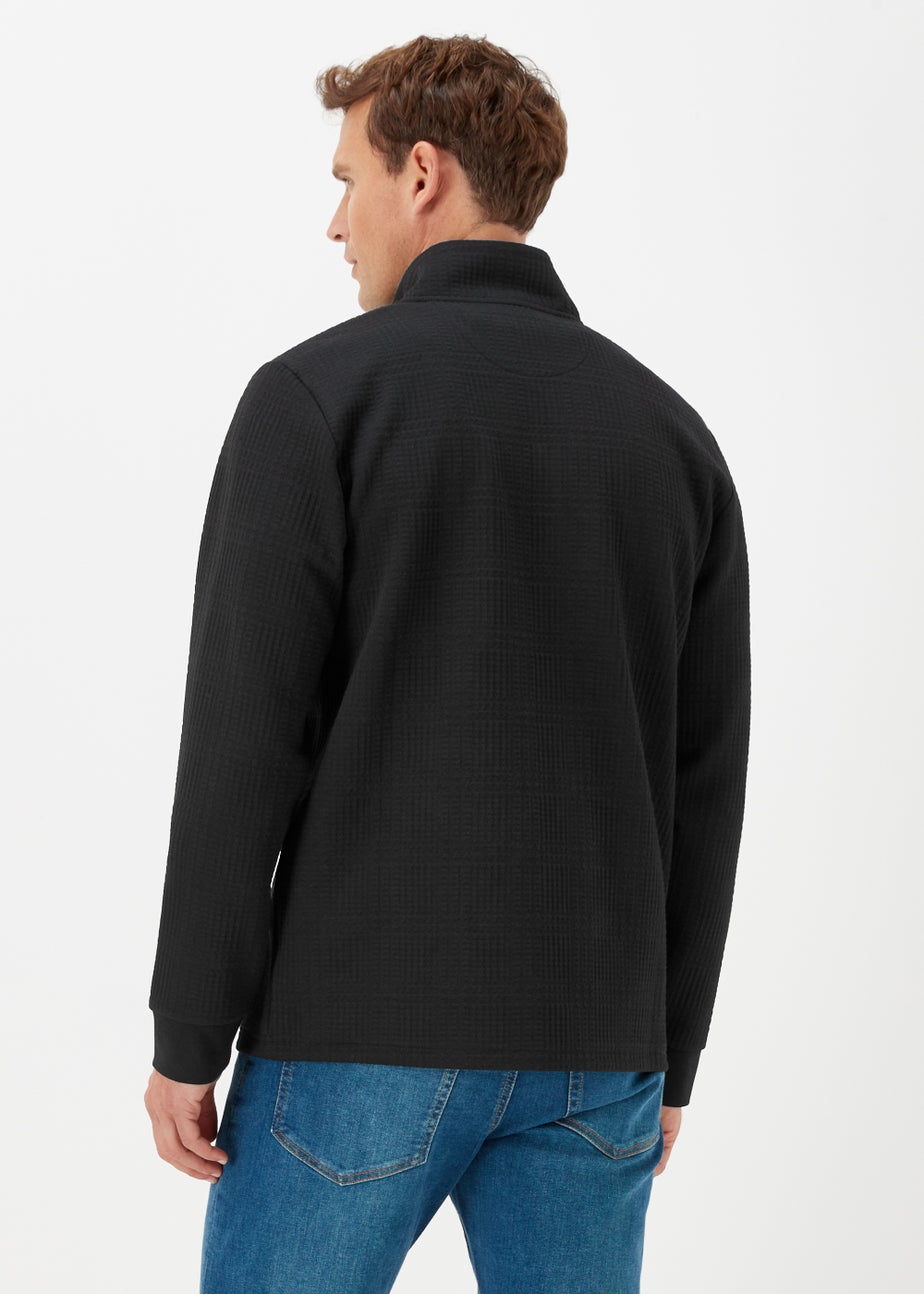 Black Textured Half Zip Sweatshirt