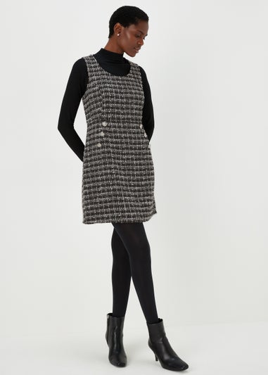 Et Vous Black Textured Tunic Slip Dress