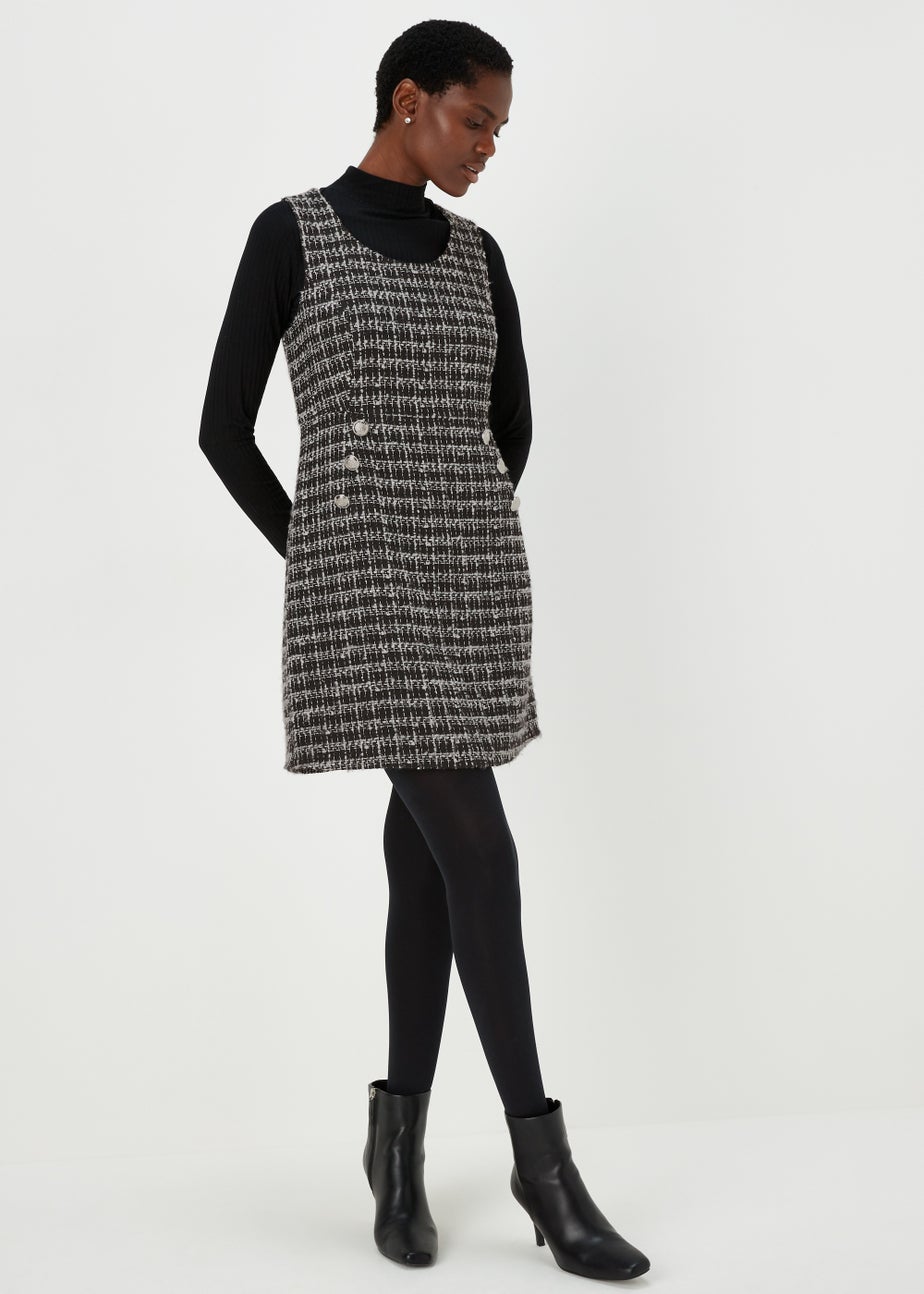 Et Vous Black Textured Tunic Slip Dress