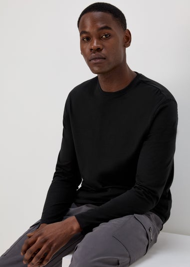 Black Essential Crew Neck Long Sleeve T-Shirt