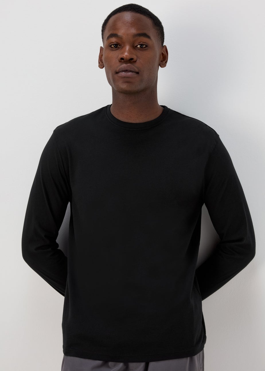 Black Essential Crew Neck Long Sleeve T-Shirt