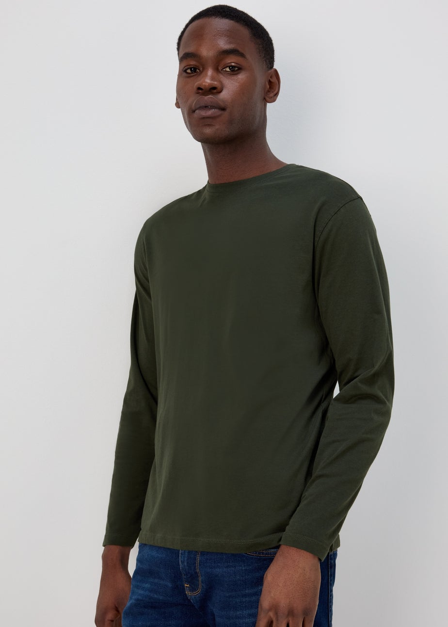 Khaki Essential Crew Neck Long Sleeve T-Shirt
