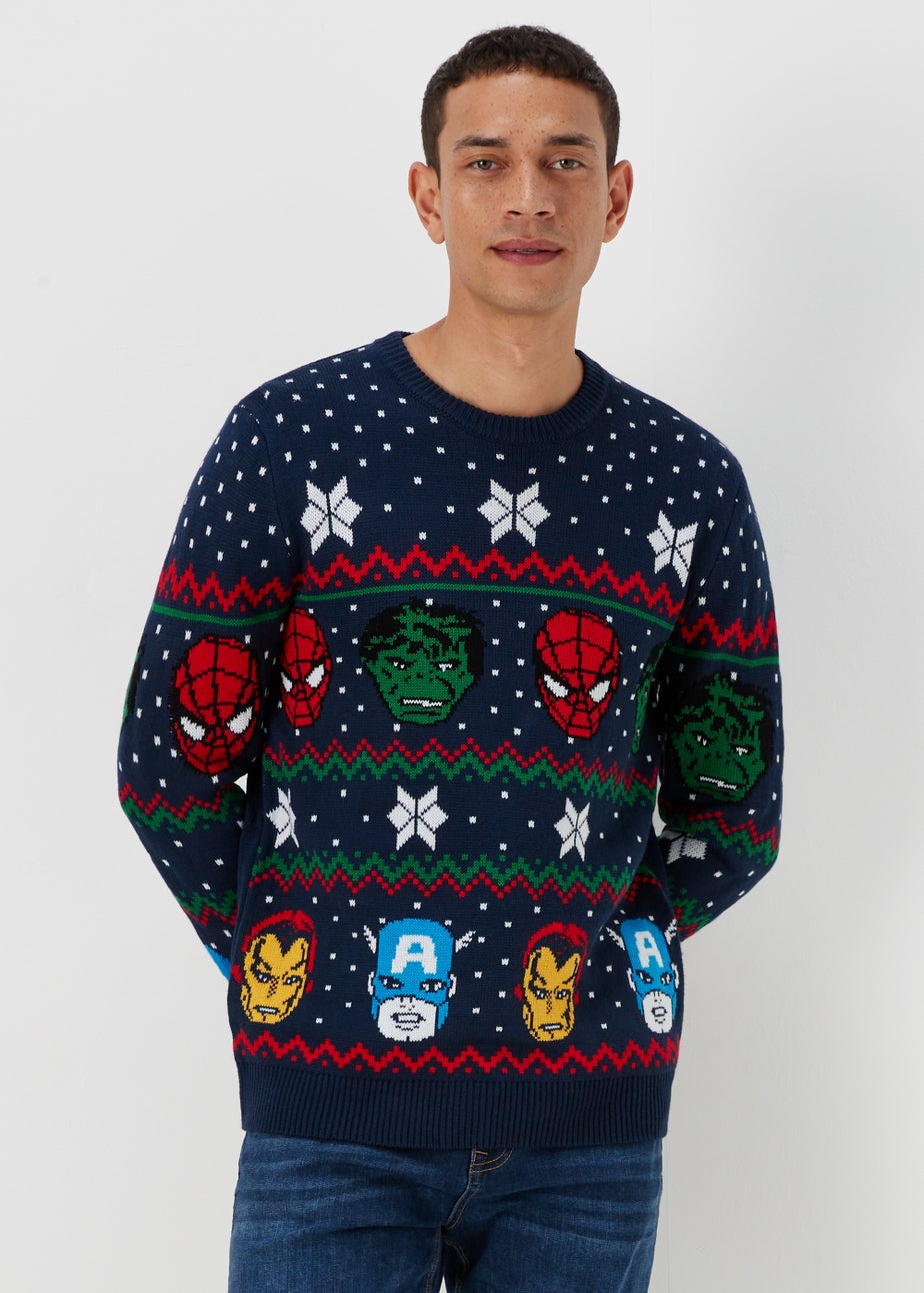 Navy Marvel Christmas Jumper