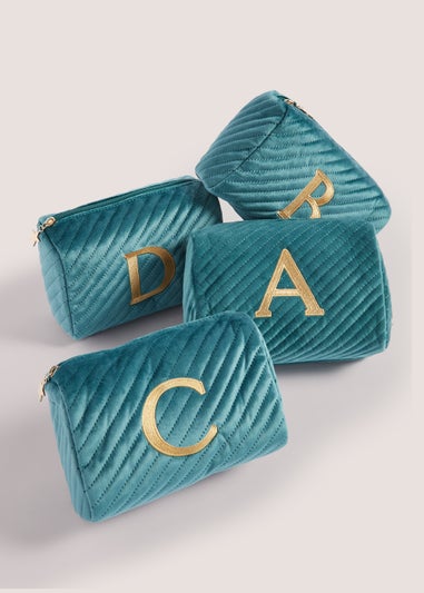 Emerald Green Alphabet Makeup Bag (20cm x 9cm x 13.5cm)