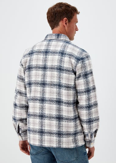 Navy Check Print Lines Smart Overshirt