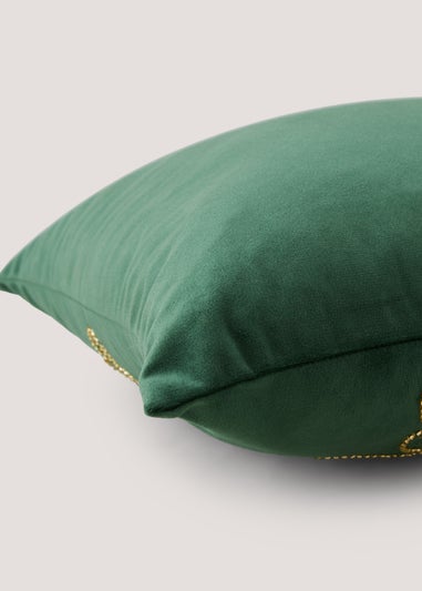 Green Snowflake Beaded Cushion (43cm x 43cm)