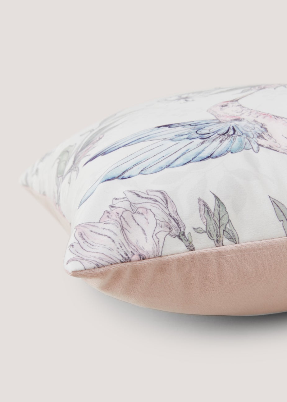 White Hummingbird Print Cushion (43cm x 43cm)