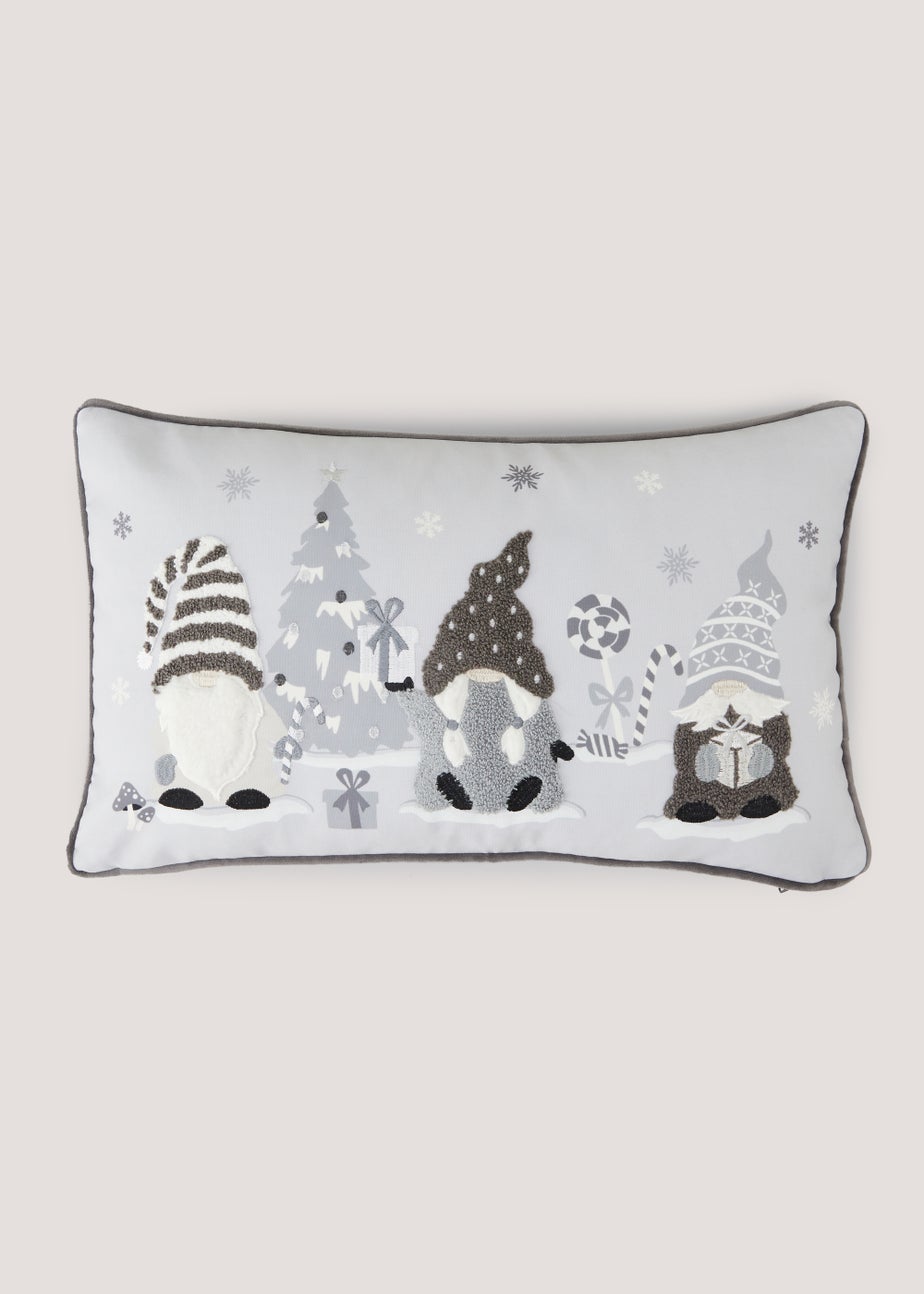 Grey Embellished Gnome Cushion (30cm x 50cm)
