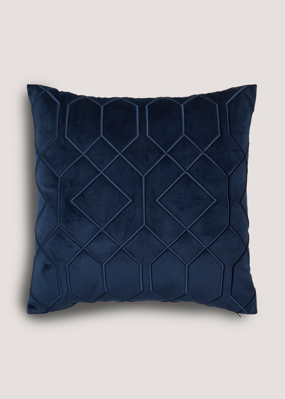 Navy Chunky Embroidery Cushion