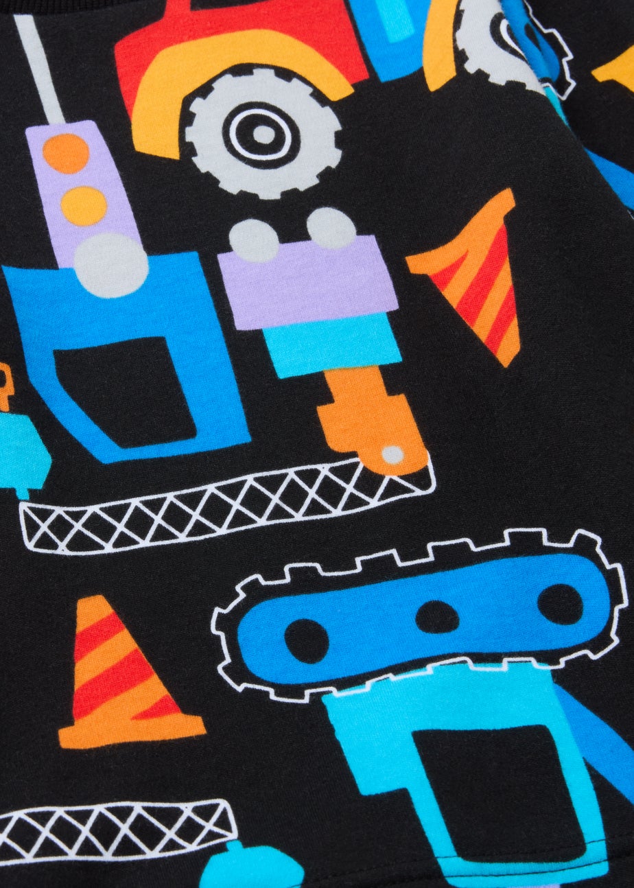 Boys Black Digger Print Pyjama Set (9mths-5yrs)