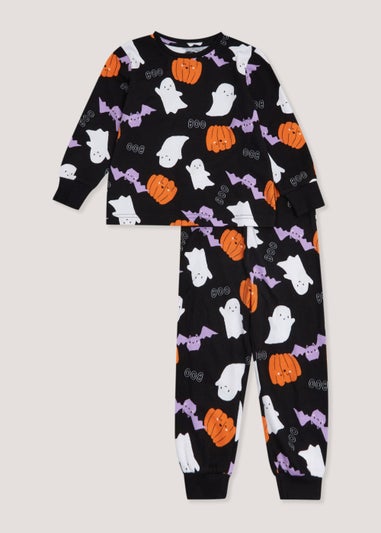 Kids Black Halloween Bat Print Pyjama Set (9mths-5yrs)
