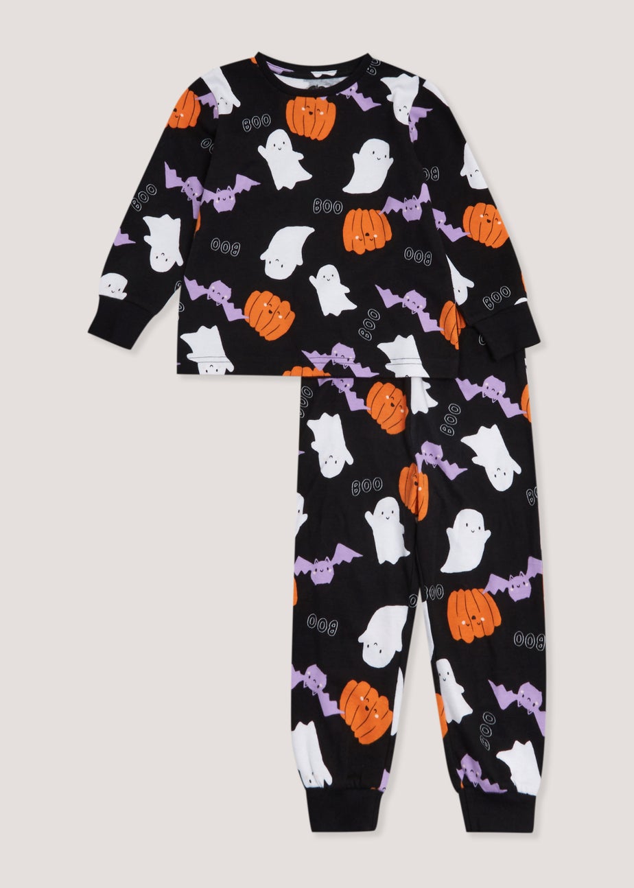Kids Black Halloween Bat Print Pyjama Set (9mths-5yrs)