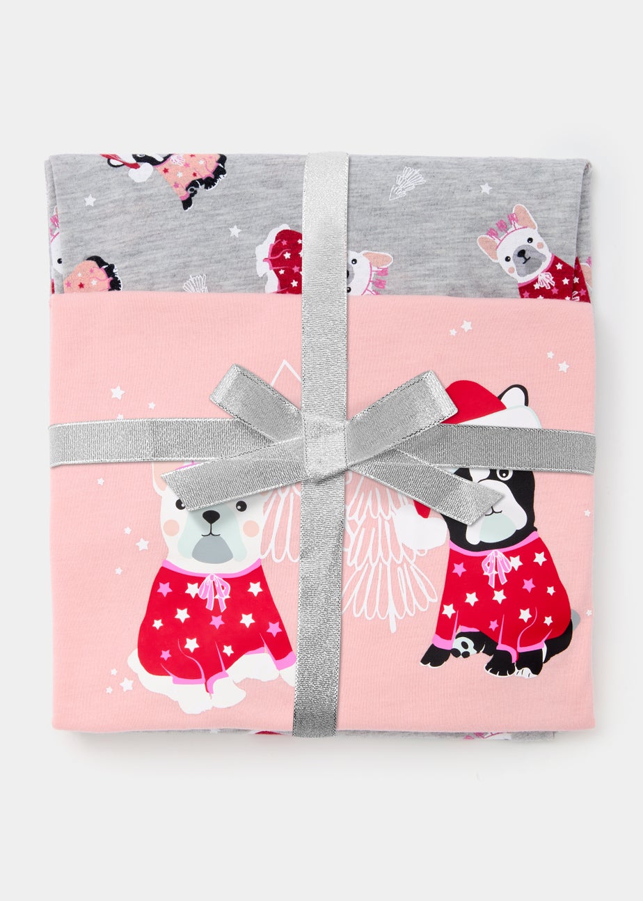 Pink Bulldog Print Jersey Pyjama Set