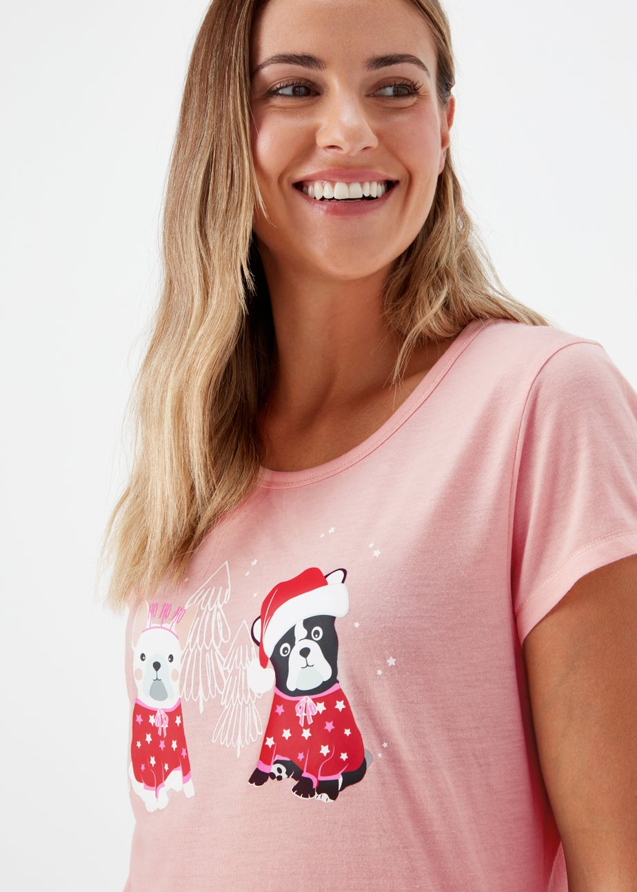 Pink Bulldog Print Jersey Pyjama Set