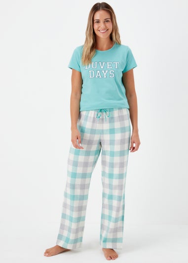 Aqua Duvet Days Check Bundle Pyjama Set