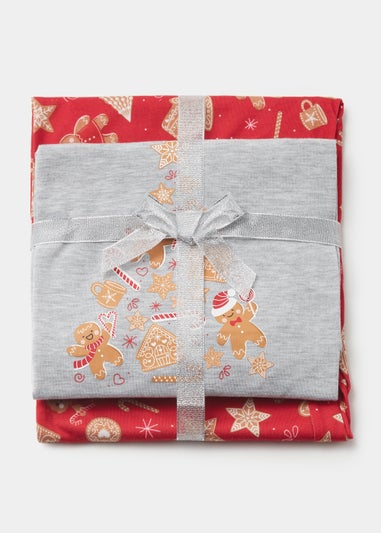 Grey & Red Gingerbread Christmas Pyjama Set