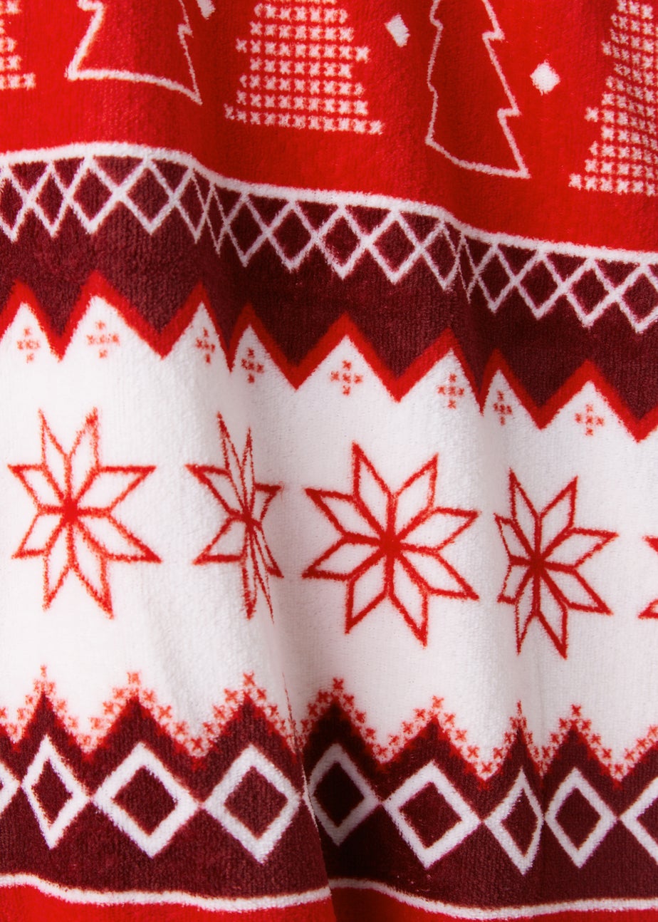 Red Fair Isle Print Throw (150cm x 130cm)