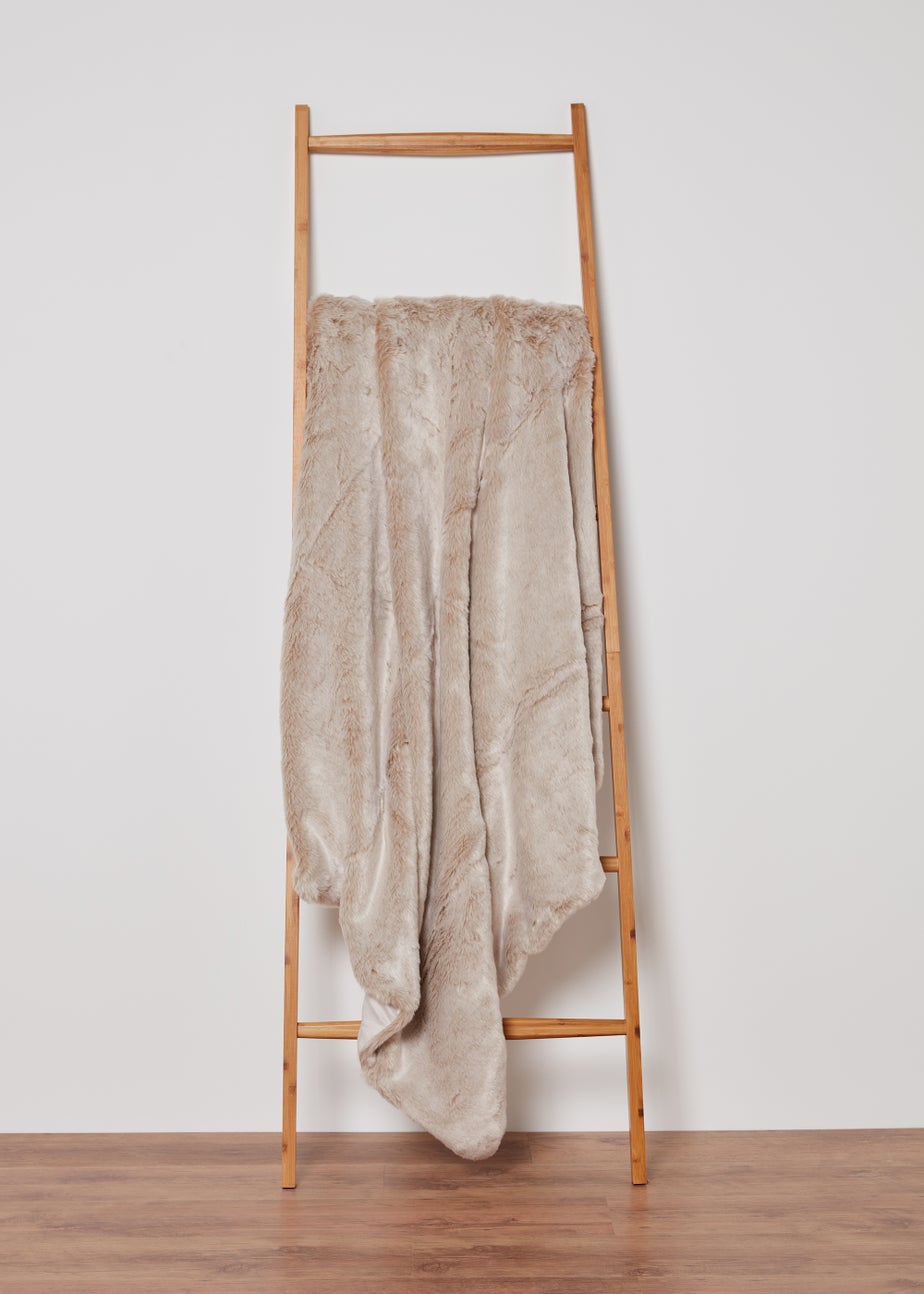 Beige Luxury Faux Fur Throw