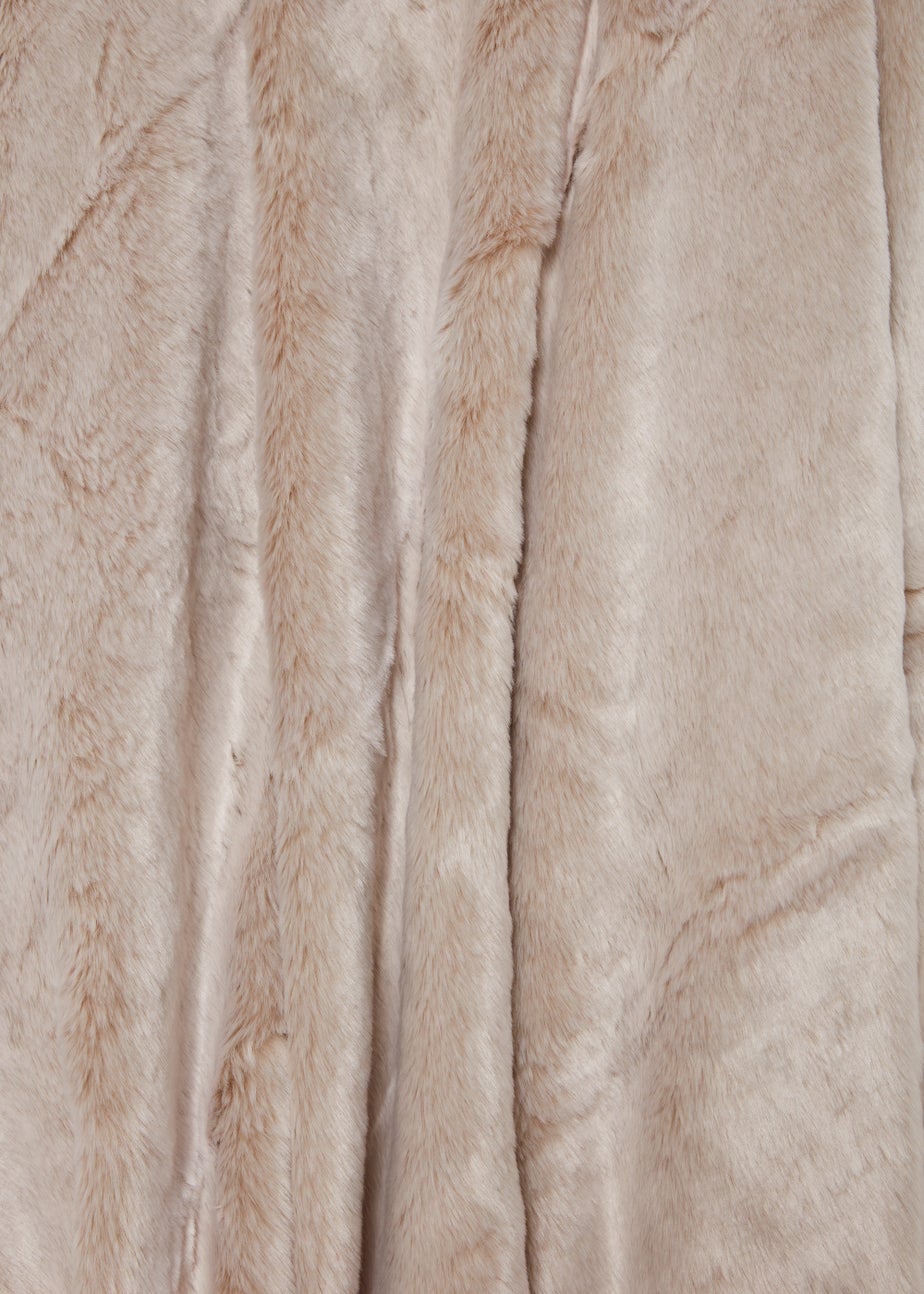 Beige Luxury Faux Fur Throw