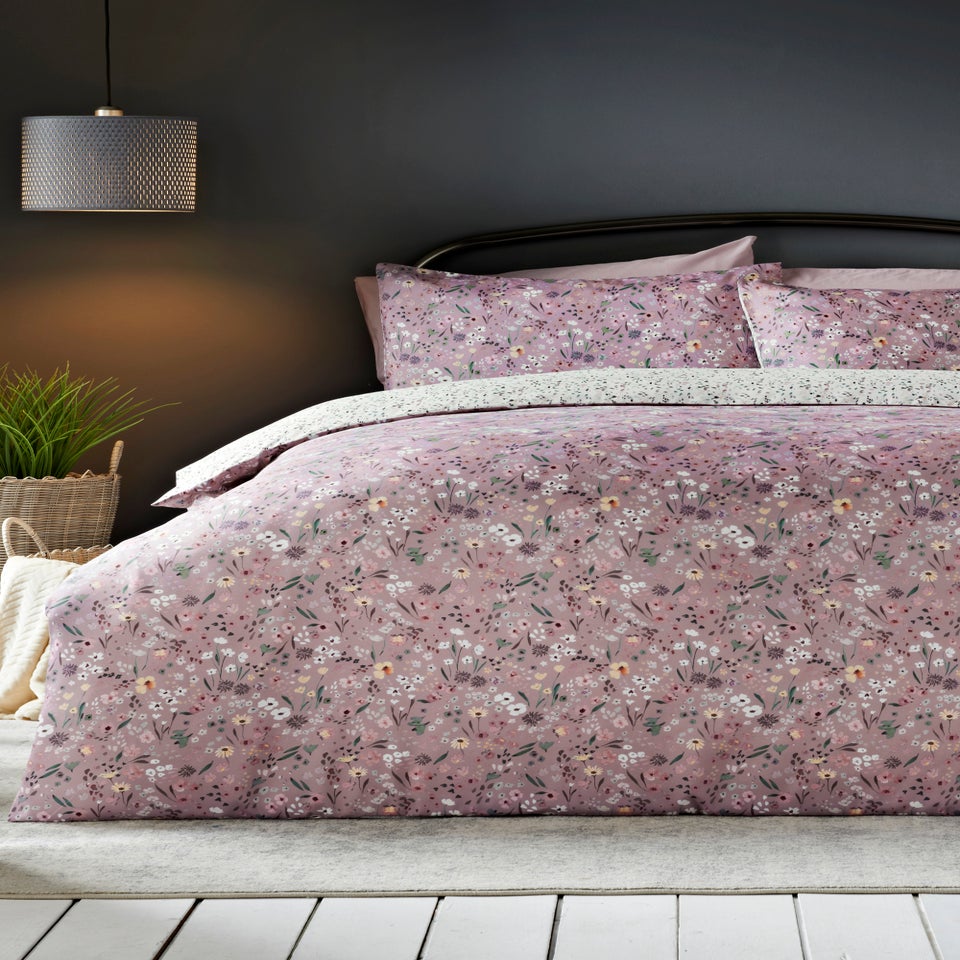 Purple Watercolour Floral Duvet Set