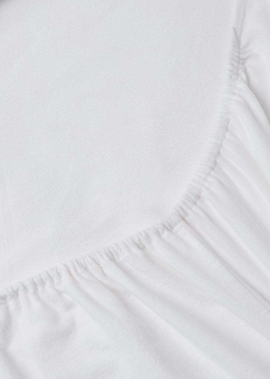 White Brushed Cotton Fitted Bed Sheet