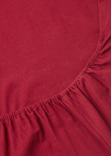 Red Brushed Cotton Fitted Bed Sheet