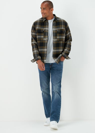 Mid Wash Straight Fit Jeans