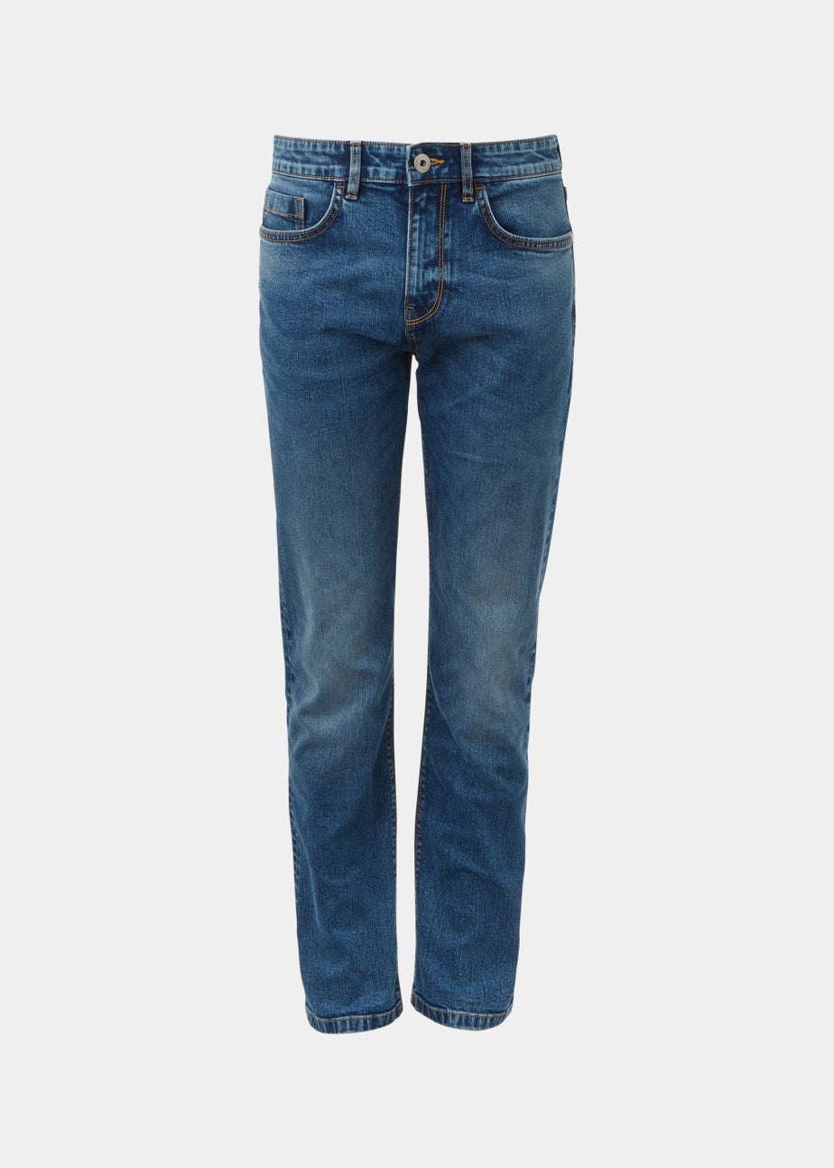 Mid Wash Straight Fit Jeans