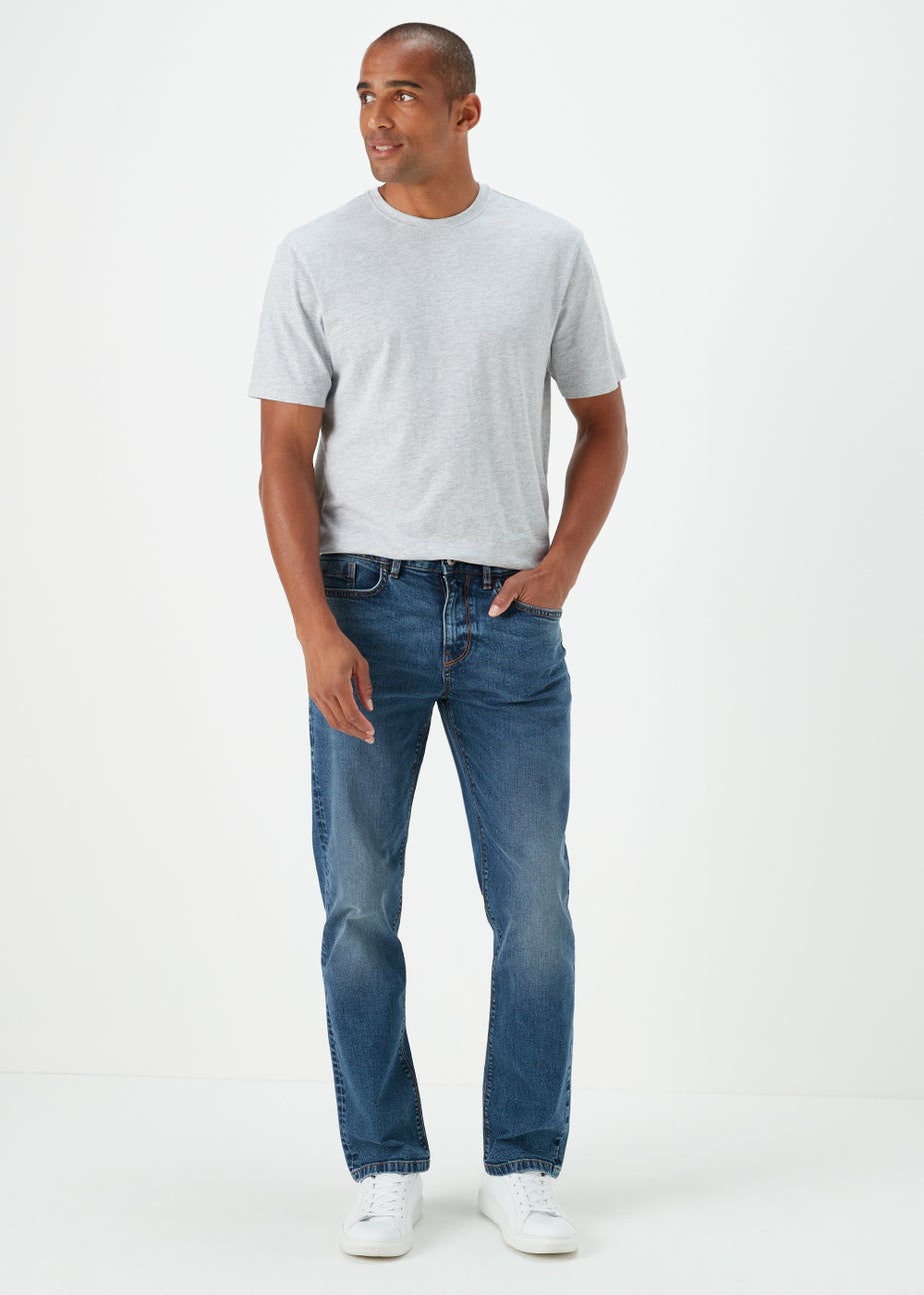 Mid Wash Straight Fit Jeans
