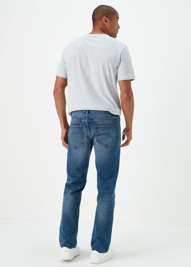 Mid Wash Straight Fit Jeans