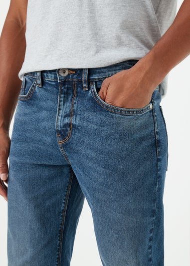 Mid Wash Straight Fit Jeans