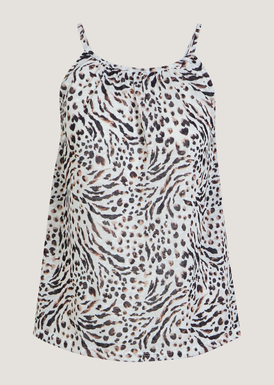 Multicoloured Animal Print Linen-Look Vest Top