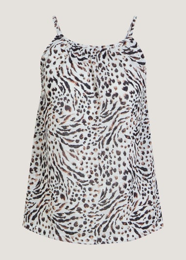 Multicoloured Animal Print Linen-Look Vest Top